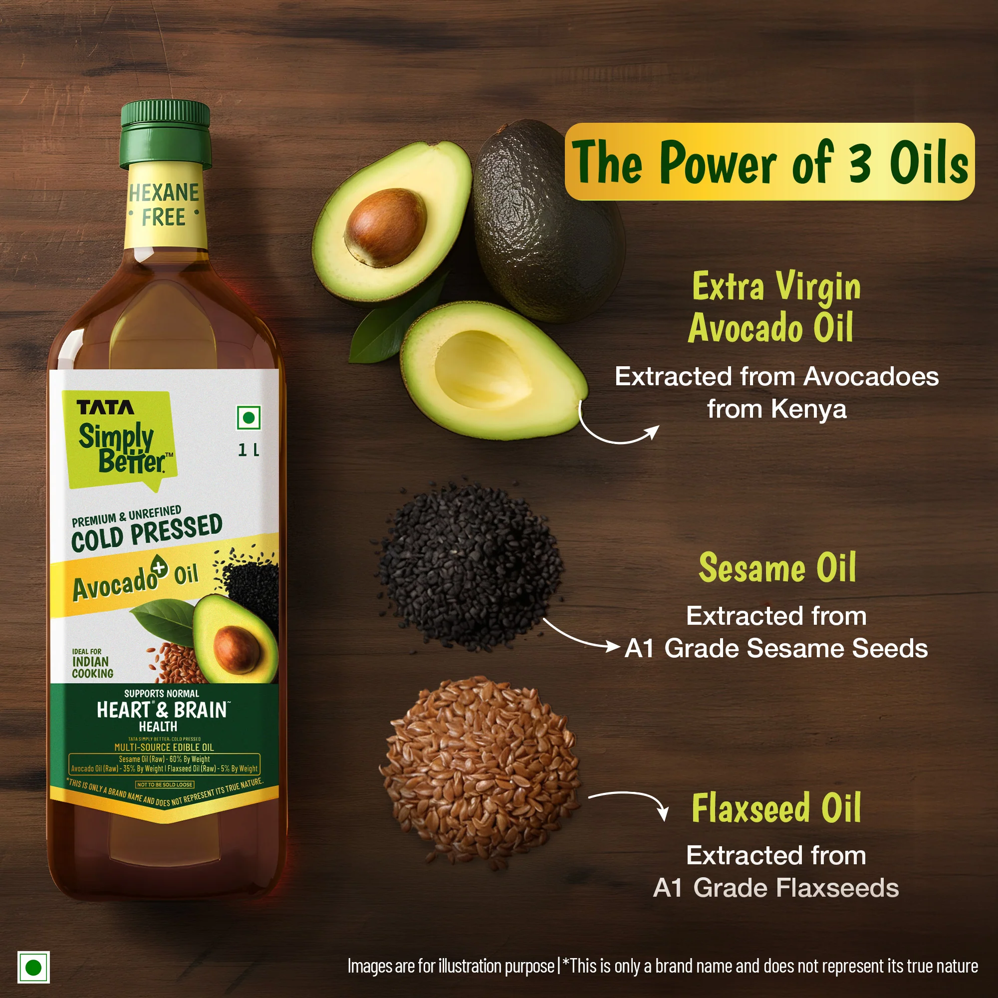 Tata Simply Better Cold Pressed Avocado+ Blended 1L ( Sesame + Avocado + Flax Seed) - Image 3