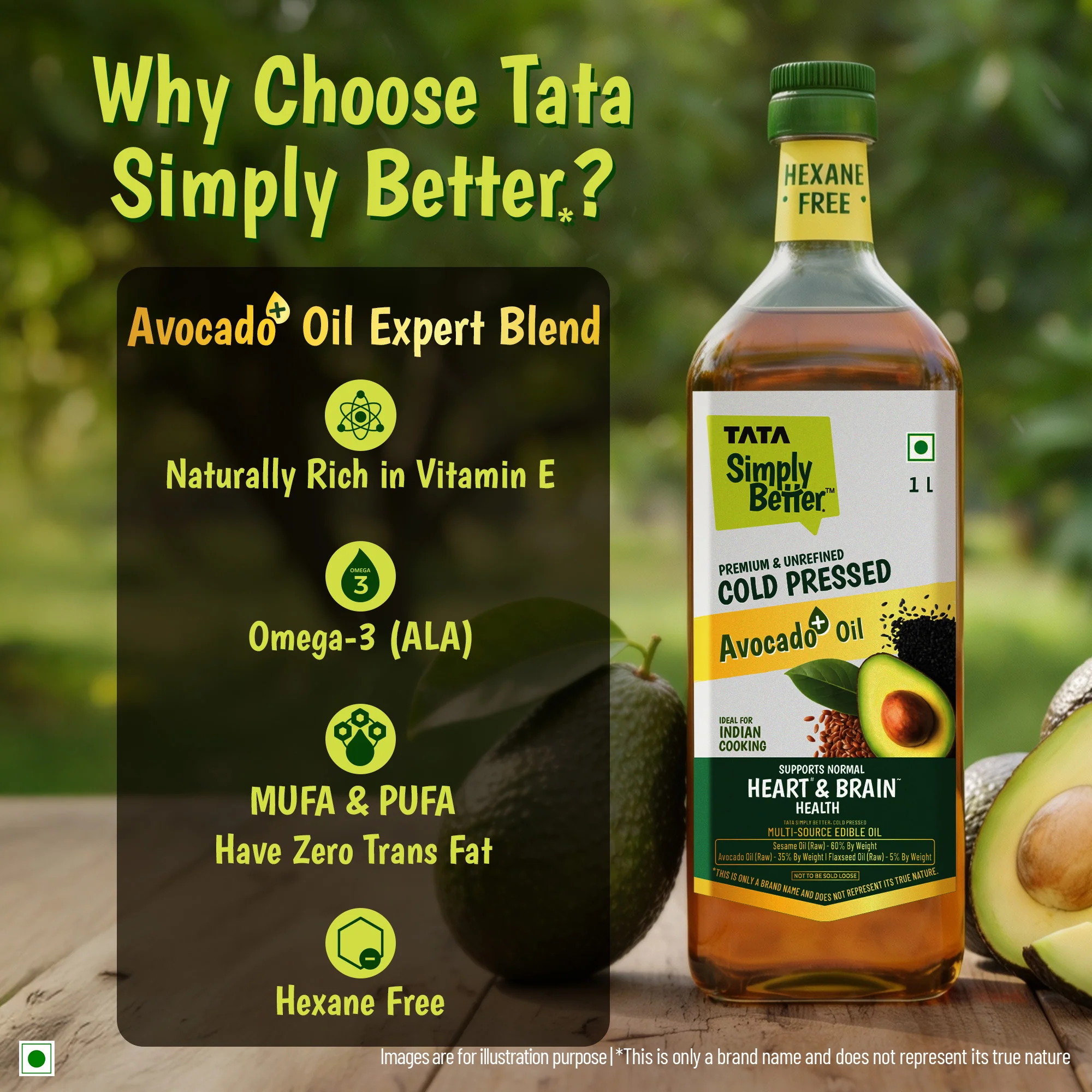 Tata Simply Better Cold Pressed Avocado+ Blended 1L ( Sesame + Avocado + Flax Seed) - Image 4