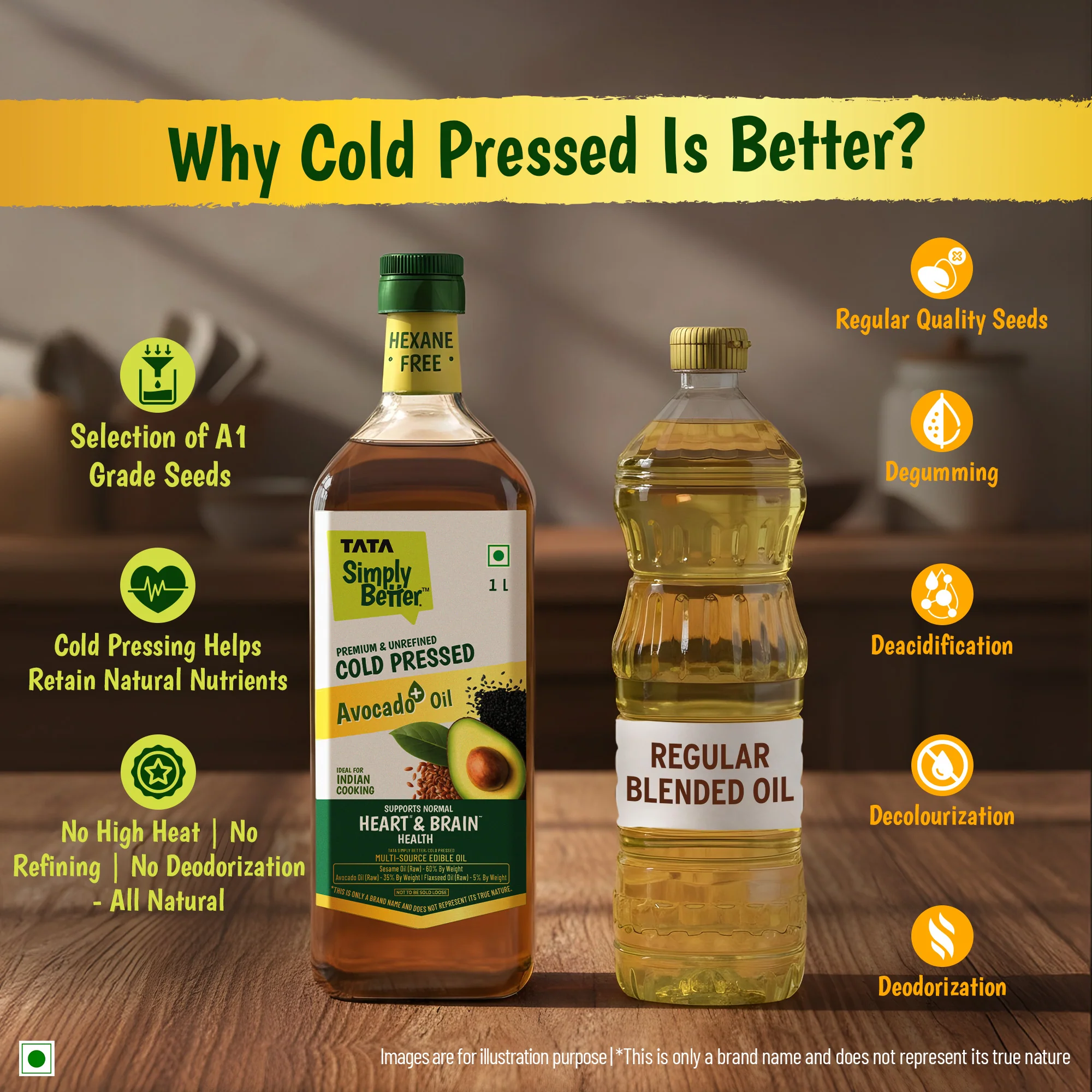 Tata Simply Better Cold Pressed Avocado+ Blended 1L ( Sesame + Avocado + Flax Seed) - Image 5