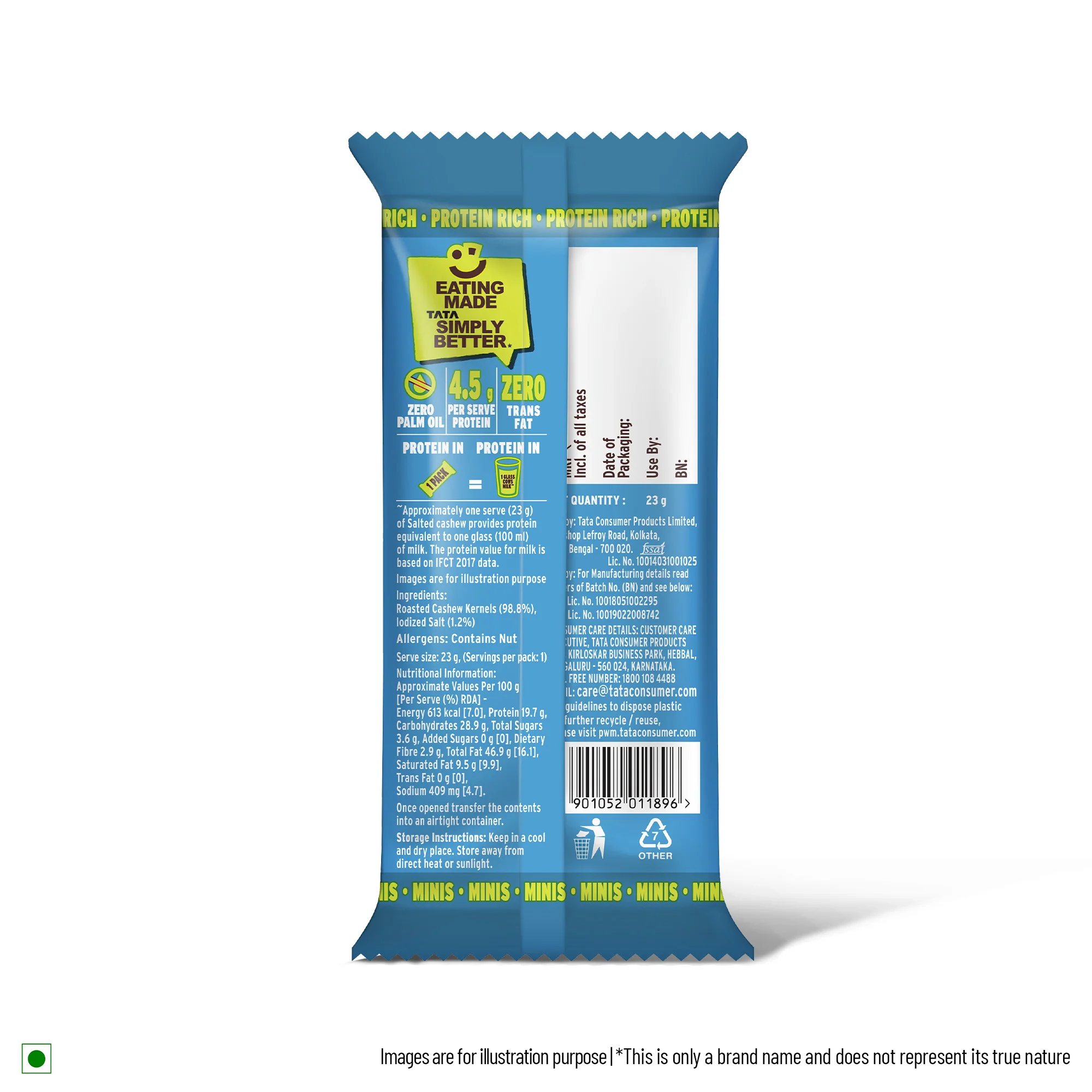 Tata Simply better - Classic Roasted & Salted Cashews 23g x Pack of 6 - 138g - Image 4