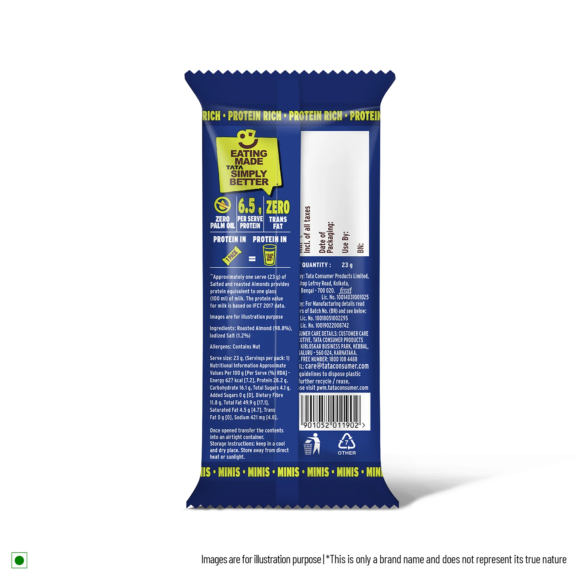 Tata Simply Better Classic Salted Roasted Almonds 23g x6 - 138g - Image 4