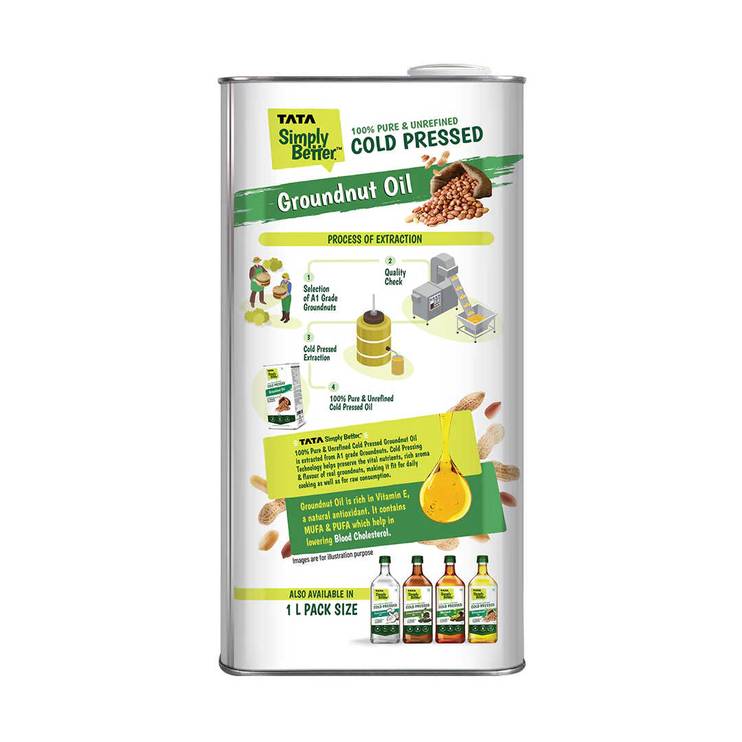 Tata Simply Better Groundnut (Peanut) Oil 5L | 100% Pure, Unrefined & Cold-pressed | Hexane-Free - Image 13