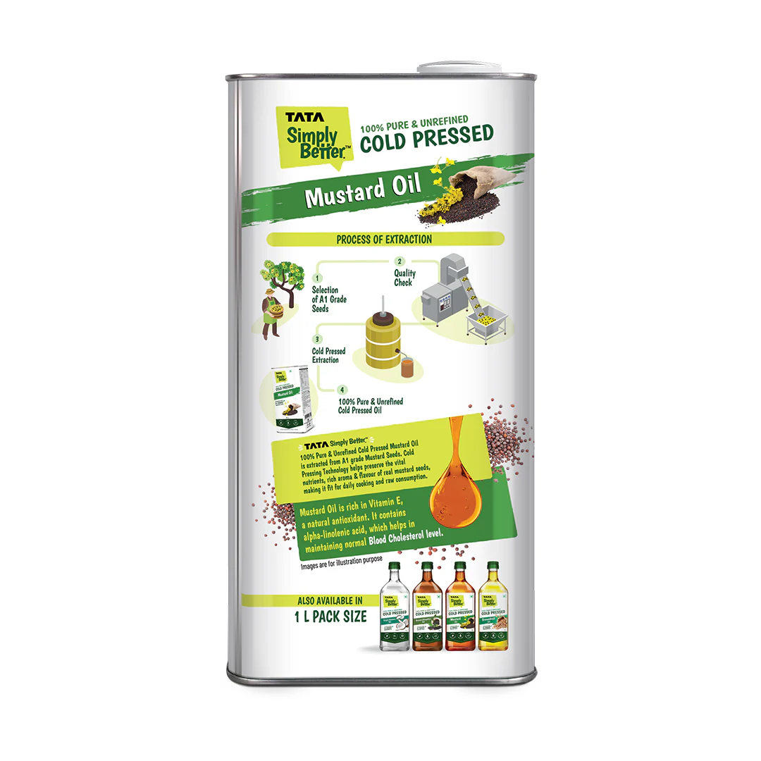 Tata Simply Better Mustard Oil 5L | 100% Pure, Unrefined & Cold-pressed | Hexane-Free - Image 13