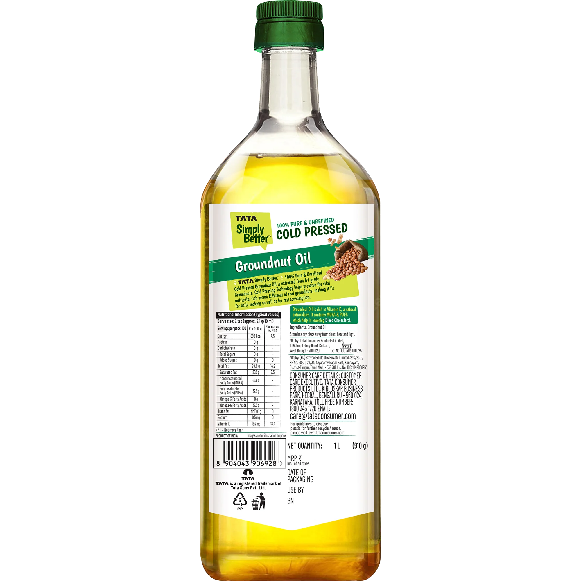 Tata Simply Better Groundnut (Peanut) Oil 1L | 100% Pure, Unrefined & Cold-pressed | Hexane-Free - Image 13
