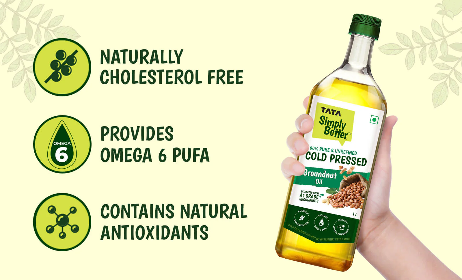 Tata Simply Better Groundnut (Peanut) Oil 1L | 100% Pure, Unrefined & Cold-pressed | Hexane-Free - Image 4