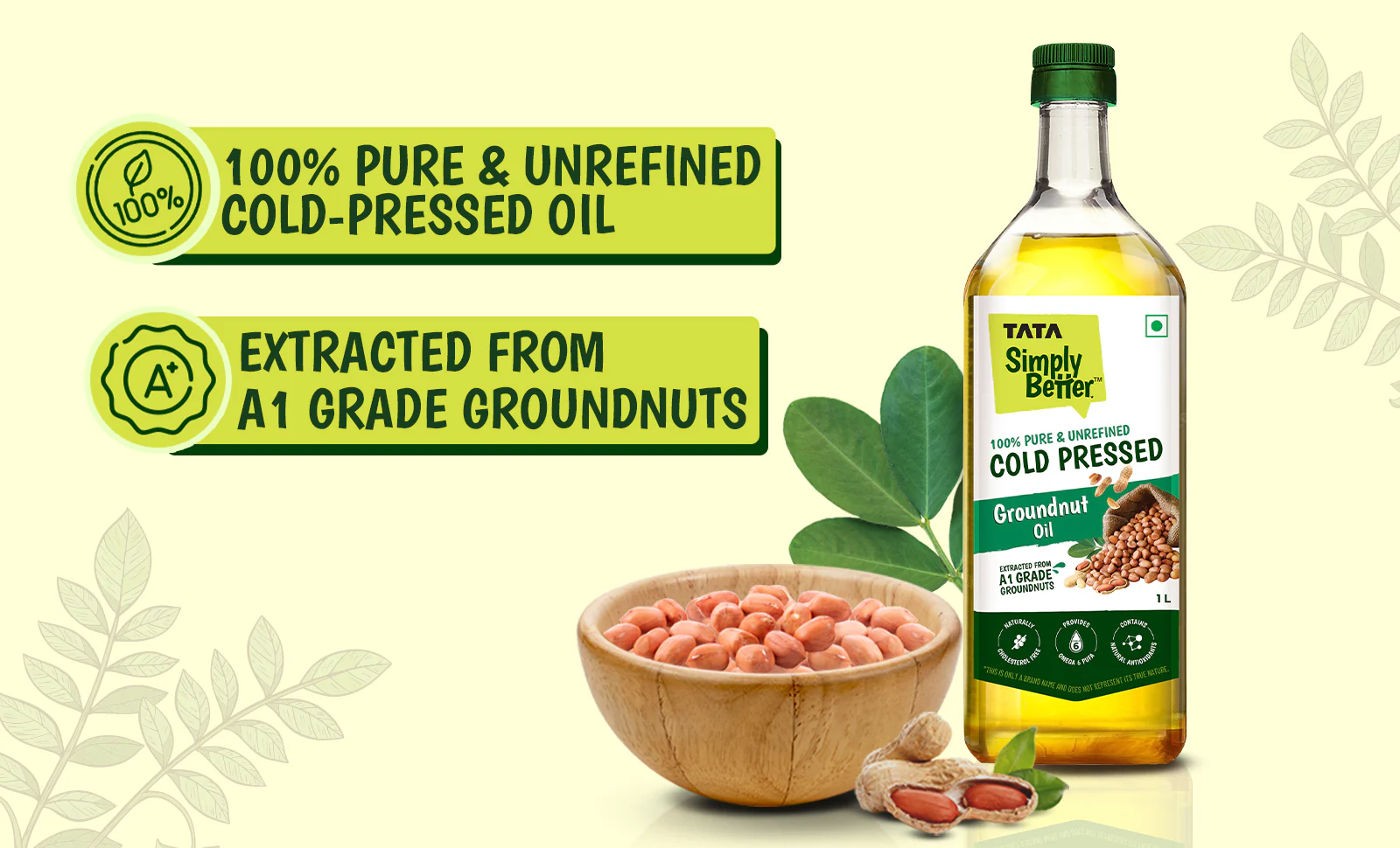 Tata Simply Better Groundnut (Peanut) Oil 1L | 100% Pure, Unrefined & Cold-pressed | Hexane-Free - Image 5