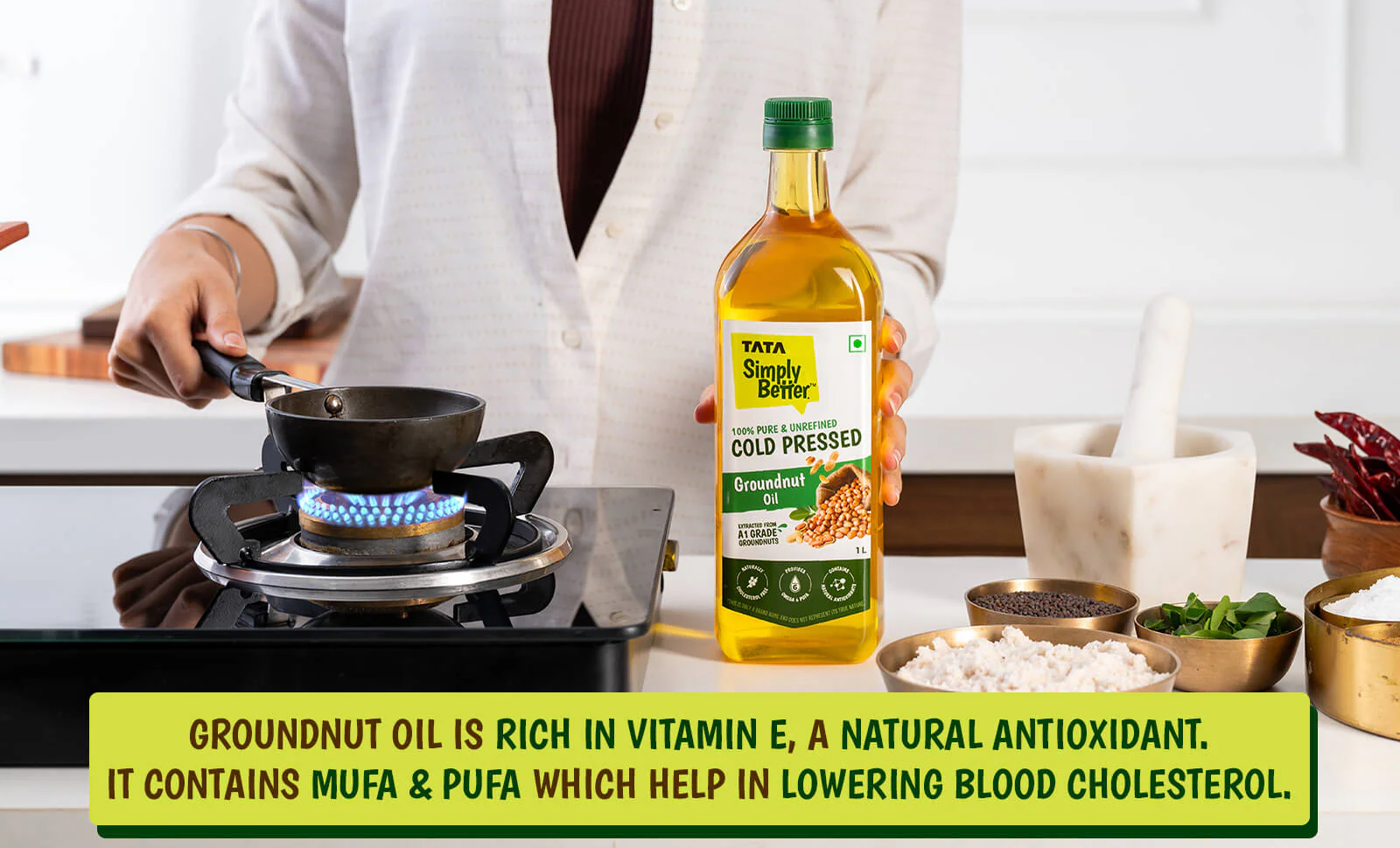 Tata Simply Better Groundnut (Peanut) Oil 1L | 100% Pure, Unrefined & Cold-pressed | Hexane-Free - Image 6