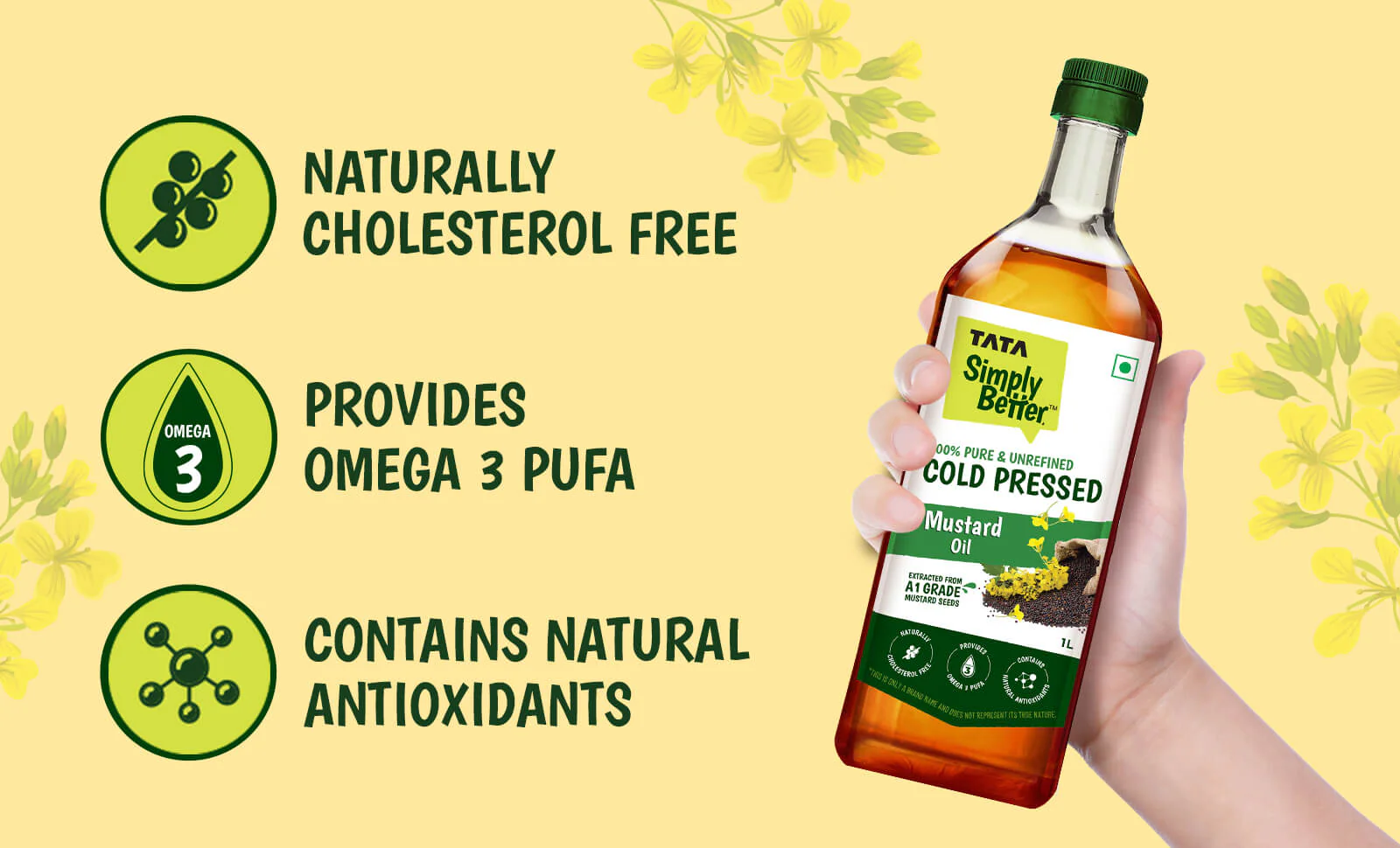 Tata Simply Better Mustard Oil 1L | 100% Pure, Unrefined & Cold-pressed | Hexane-Free - Image 4