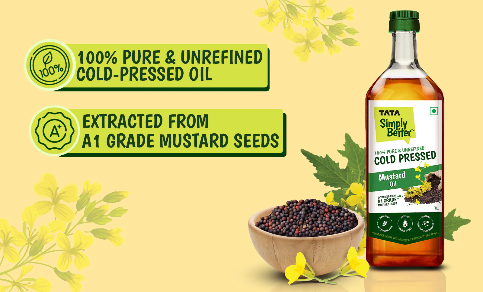 Tata Simply Better Mustard Oil 1L | 100% Pure, Unrefined & Cold-pressed | Hexane-Free - Image 5