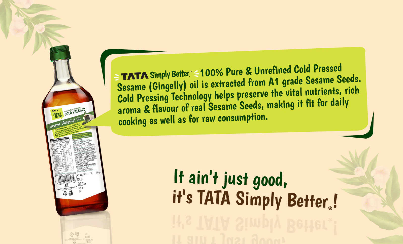Tata Simply Better Sesame (Gingelly) Oil 1L | 100% Pure, Unrefined & Cold-pressed | Hexane-Free - Image 7