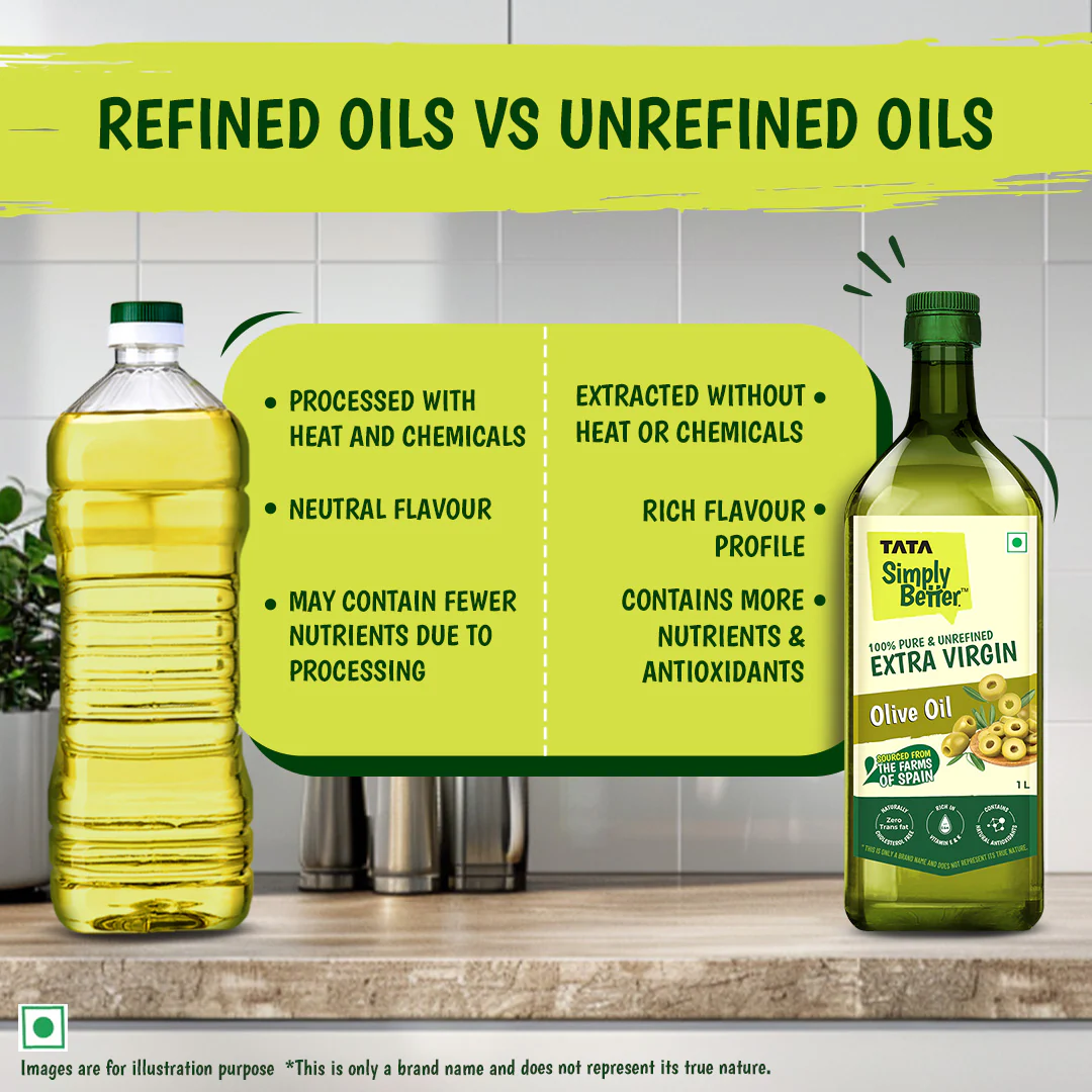 Tata Simply Better Extra Virgin Olive Oil 1L | 100% Pure, Unrefined & Cold-pressed | Hexane-Free - Image 10