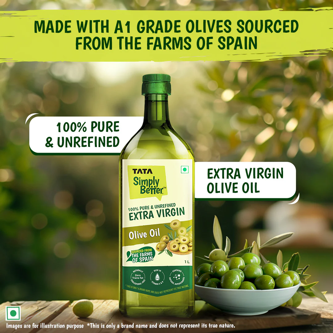 Tata Simply Better Extra Virgin Olive Oil 1L | 100% Pure, Unrefined & Cold-pressed | Hexane-Free - Image 4