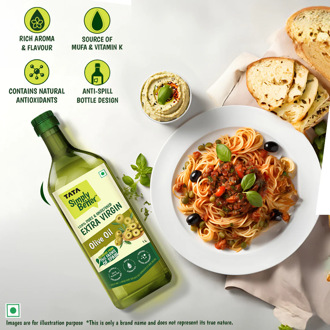 Tata Simply Better Extra Virgin Olive Oil 1L | 100% Pure, Unrefined & Cold-pressed | Hexane-Free - Image 5