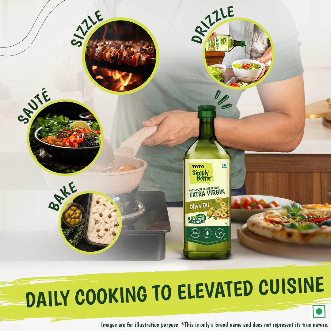 Tata Simply Better Extra Virgin Olive Oil 1L | 100% Pure, Unrefined & Cold-pressed | Hexane-Free - Image 7