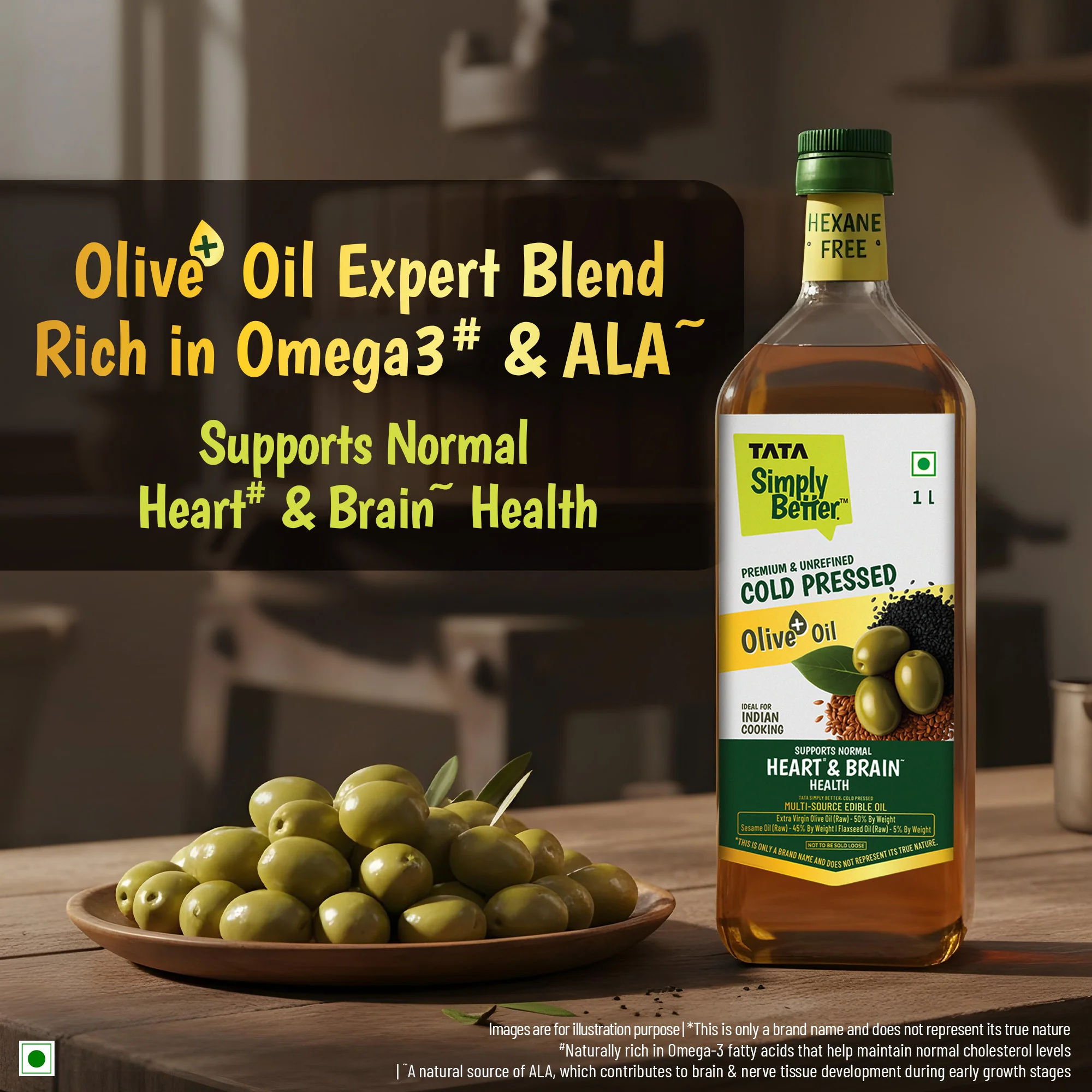 Tata Simply Better Cold Pressed Olive oil+ Blend 1L (Extra Virgin Olive + Sesame + Flax Seed) - Image 7