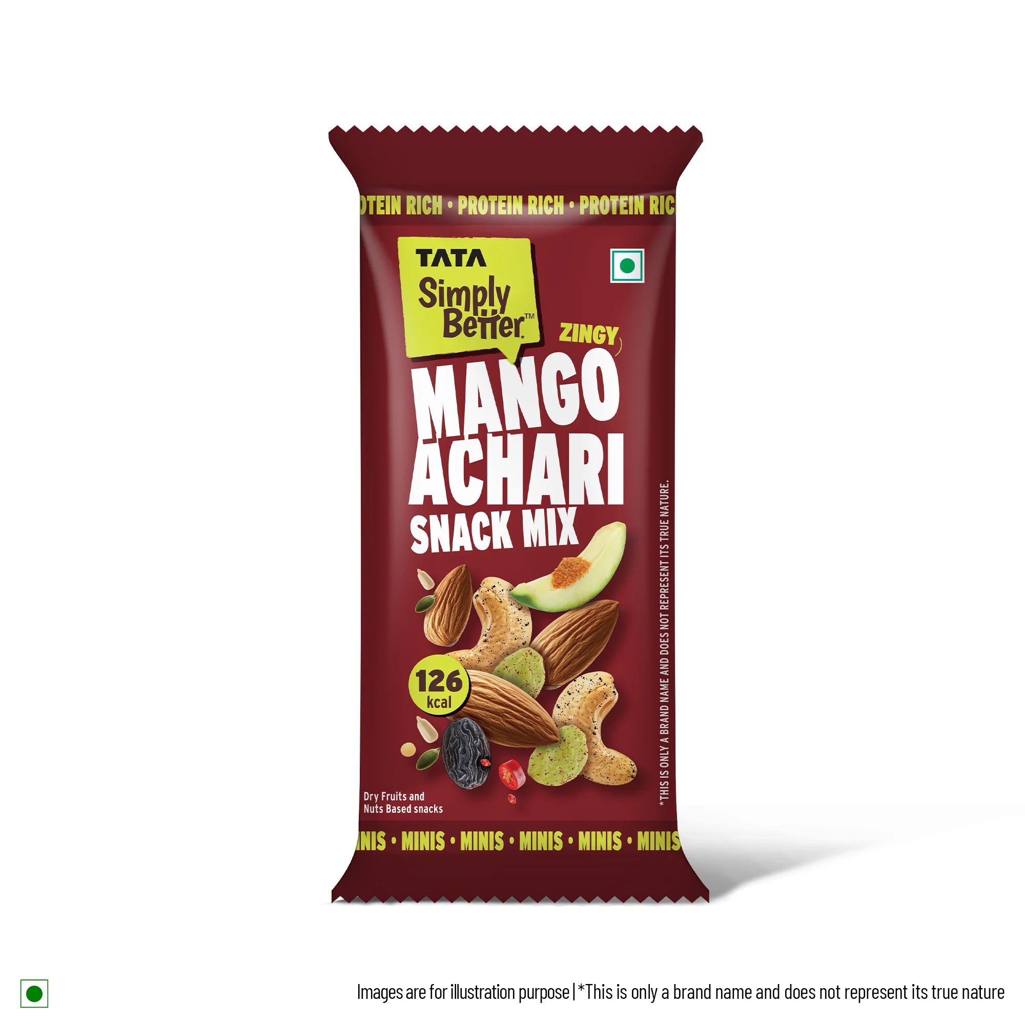 Tata Simply Better Mango Achari Flavored Snack Mix 25g x Pack of 6 - 150g - Image 3