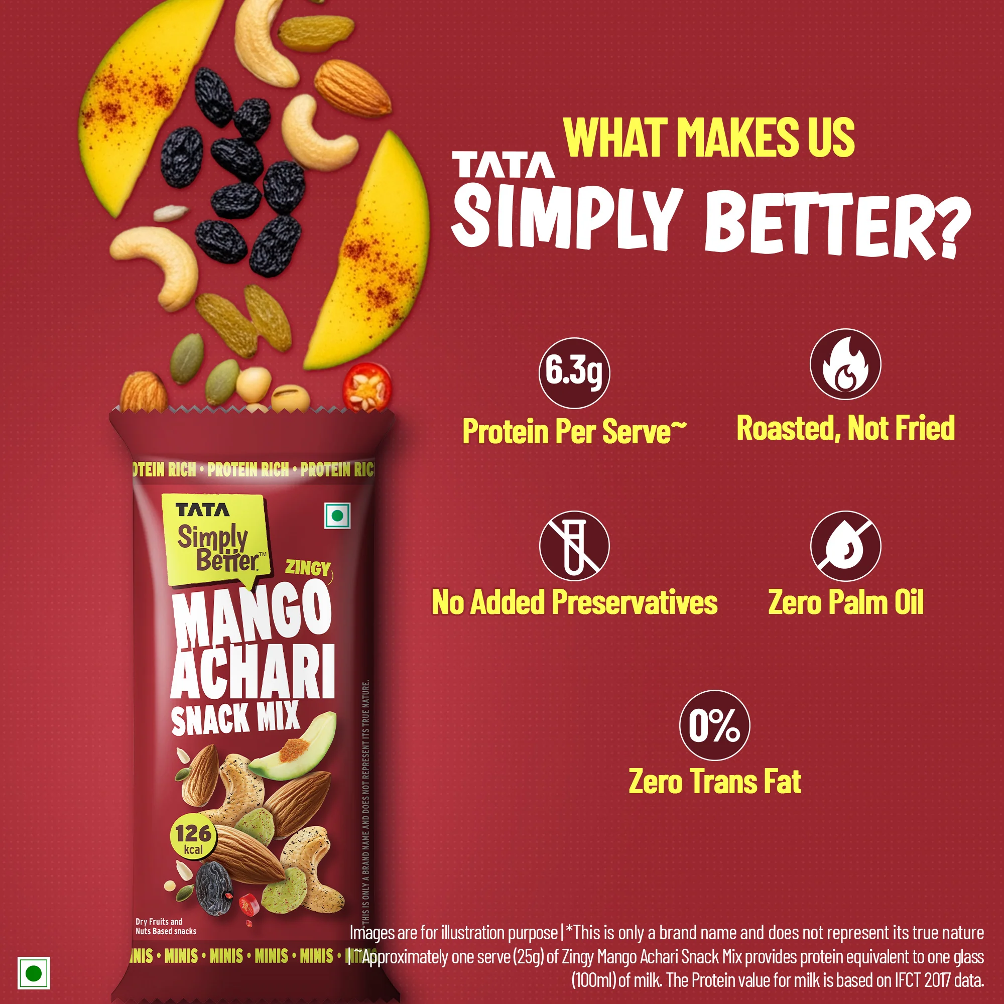 Tata Simply Better Mango Achari Flavored Snack Mix 25g x Pack of 6 - 150g - Image 5