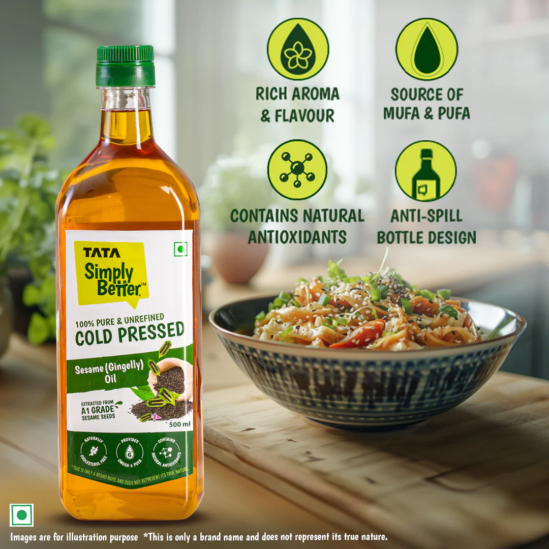 Tata Simply Better Sesame (Gingelly) Oil 500ml | 100% Pure, Unrefined & Cold-pressed | Hexane-Free - Image 5