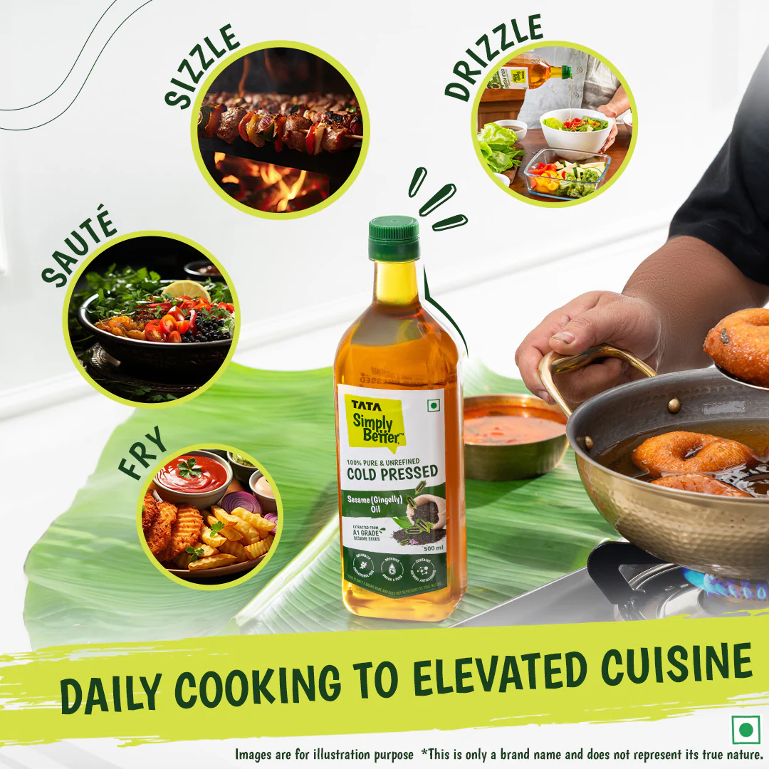Tata Simply Better Sesame (Gingelly) Oil 500ml | 100% Pure, Unrefined & Cold-pressed | Hexane-Free - Image 7