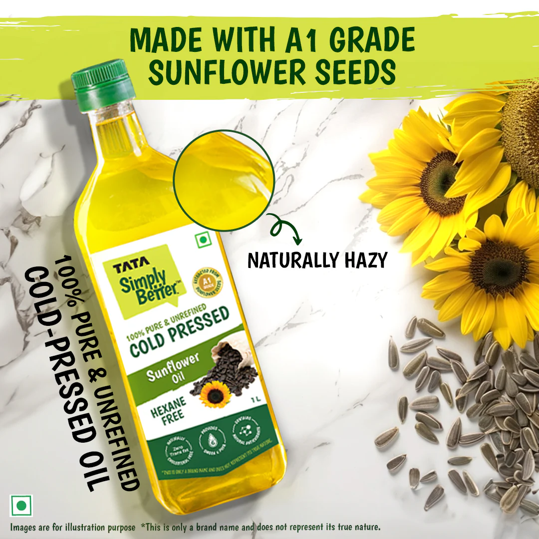 Tata Simply Better Sunflower Oil 1L | 100% Pure, Unrefined & Cold-pressed | Hexane-Free - Image 3