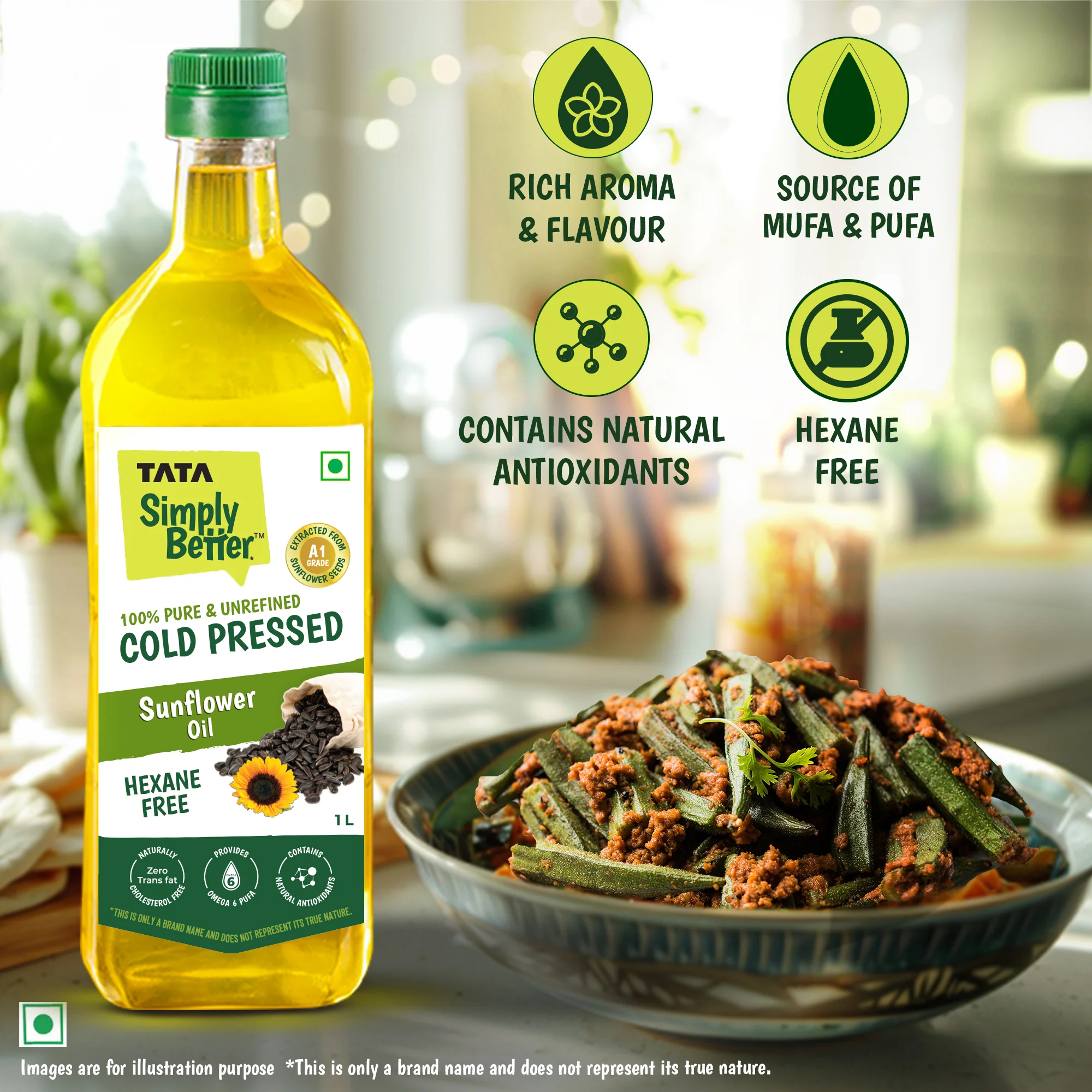 Tata Simply Better Sunflower Oil 1L | 100% Pure, Unrefined & Cold-pressed | Hexane-Free - Image 4