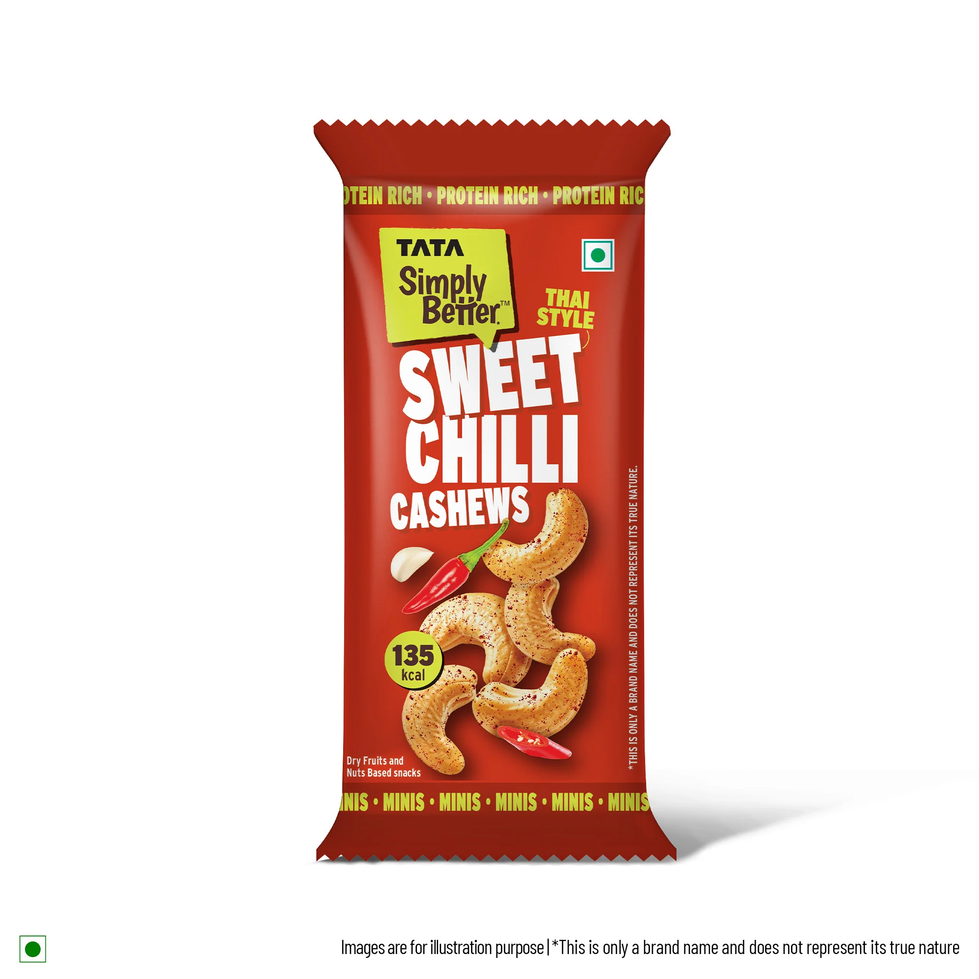 Tata Simply Better Sweet Chilli Flavoured Roasted Cashews, 23g x Pack of 6 - 138g - Image 3