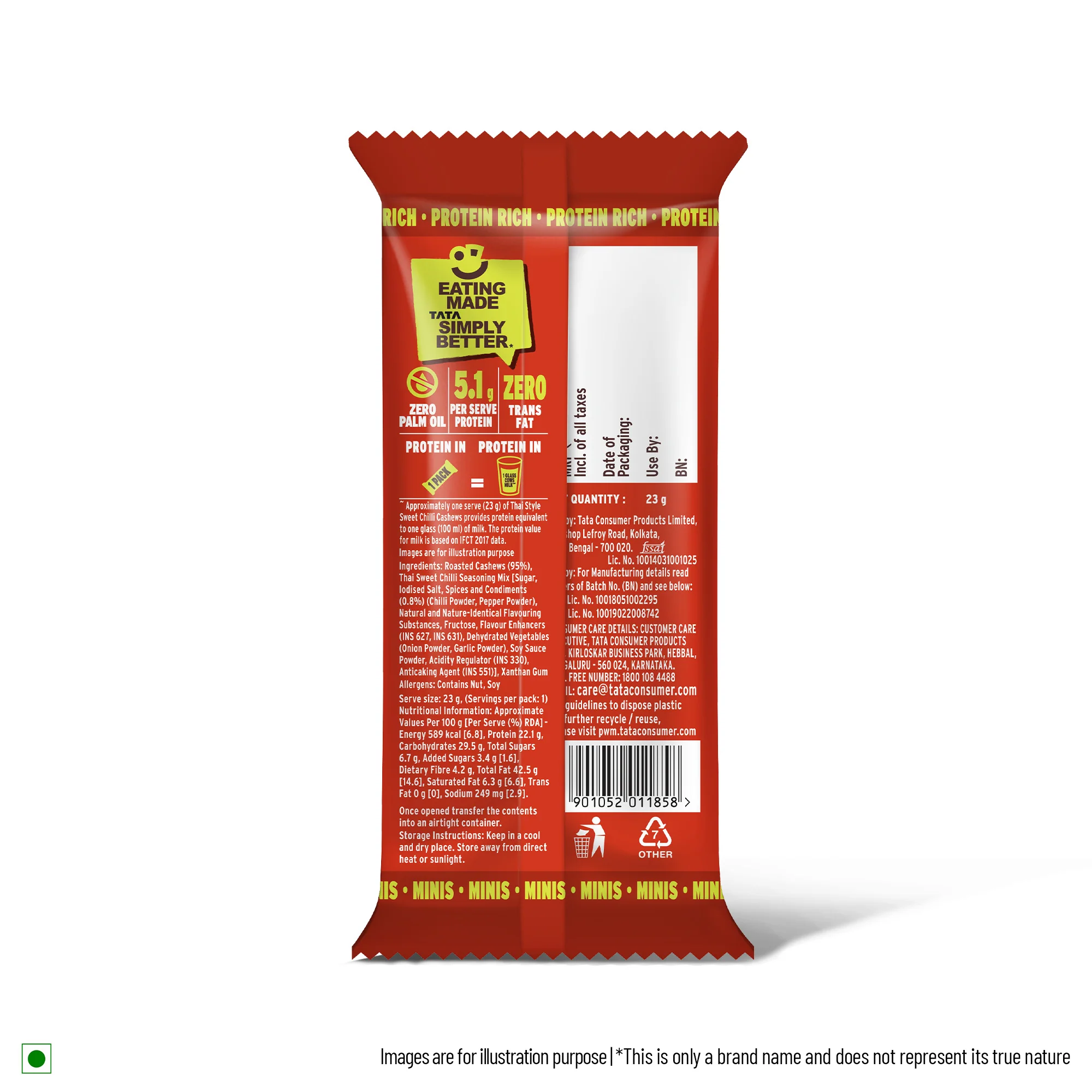 Tata Simply Better Sweet Chilli Flavoured Roasted Cashews, 23g x Pack of 6 - 138g - Image 4