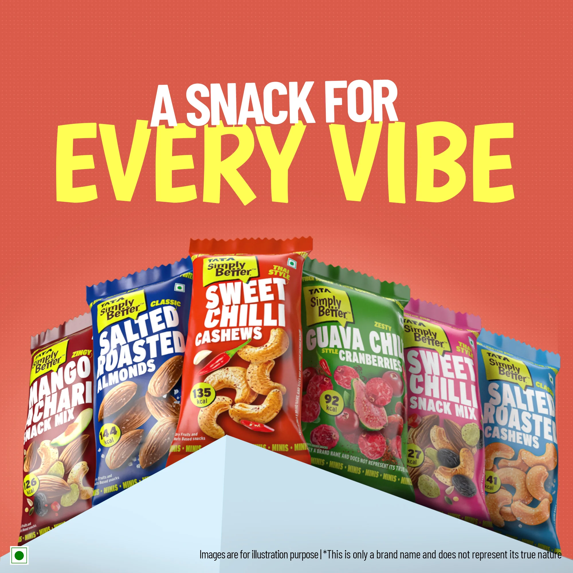 Tata Simply Better Sweet Chilli Flavoured Roasted Cashews, 23g x Pack of 6 - 138g - Image 7